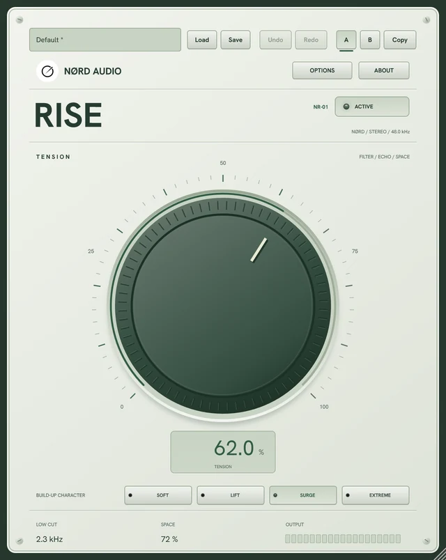 NØRD RISE audio effect with its Tension dial and four character modes